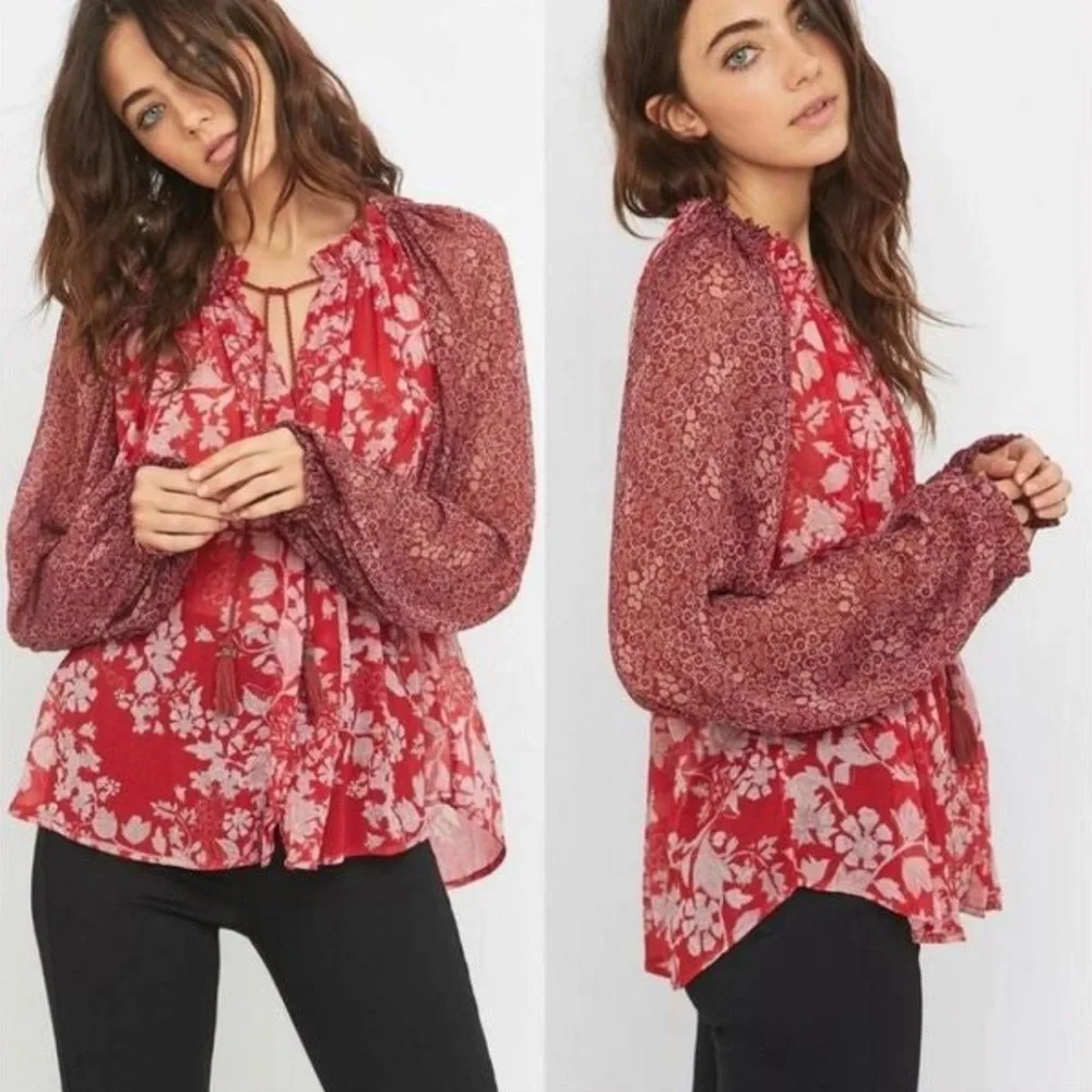 Free People Hendrix‎ Printed Top in Red